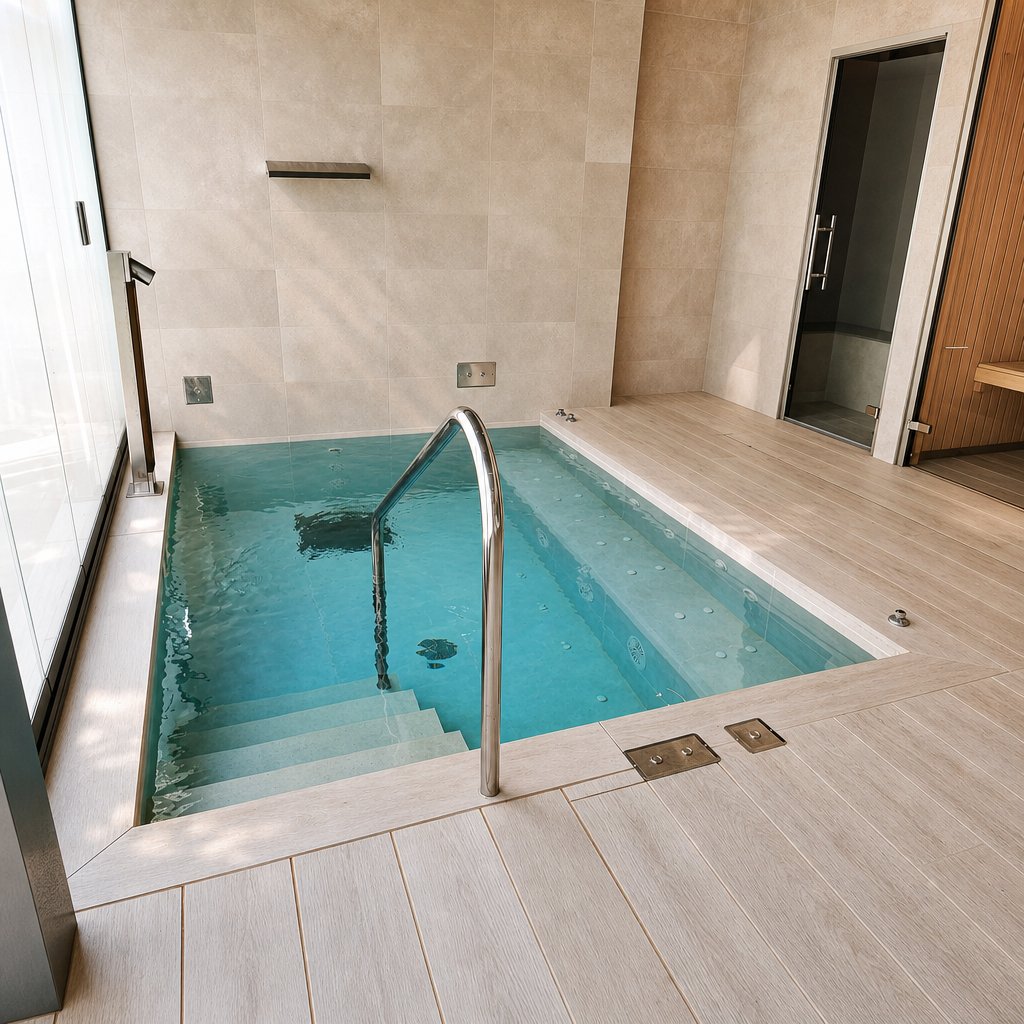 Piscina climatizada de hidroterapia con acceso a sauna del spa del Hotel Castillo de Peñíscola